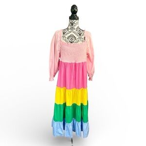 CROWN & IVY Rainbow Striped Maxi Dress